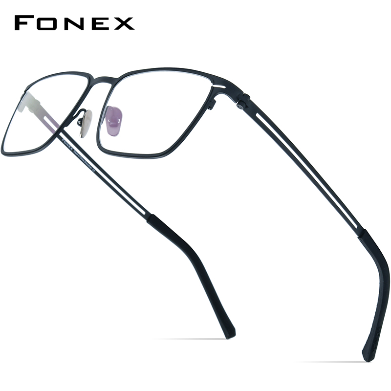 Fonex acetat titanbågar herr märke fyrkantiga retroglasögon ultralätta glasögon japanska glasögon mrx 8827: Guld-