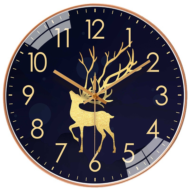 Hoogwaardige wandklok, huisklok, woonkamer, slaapkamer, stil, betaalbare luxe: Goud / 10 inch