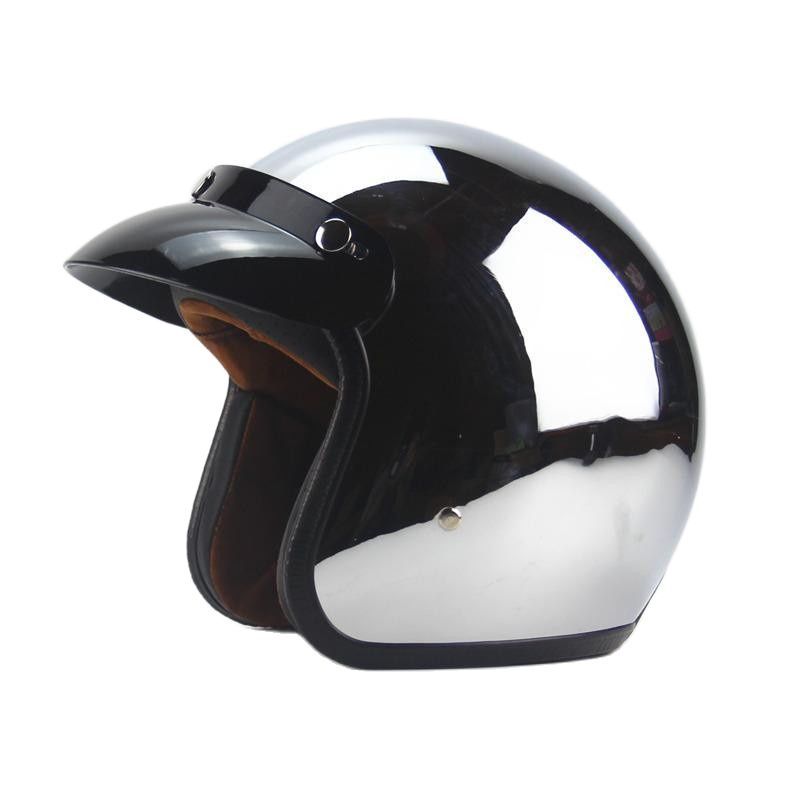 Open-face Helmets Mirror Silver Chrome Vespa Open Face Motorcycle Motorbike Helmet Retro Moto Helmets Dot,helmet Bubble M