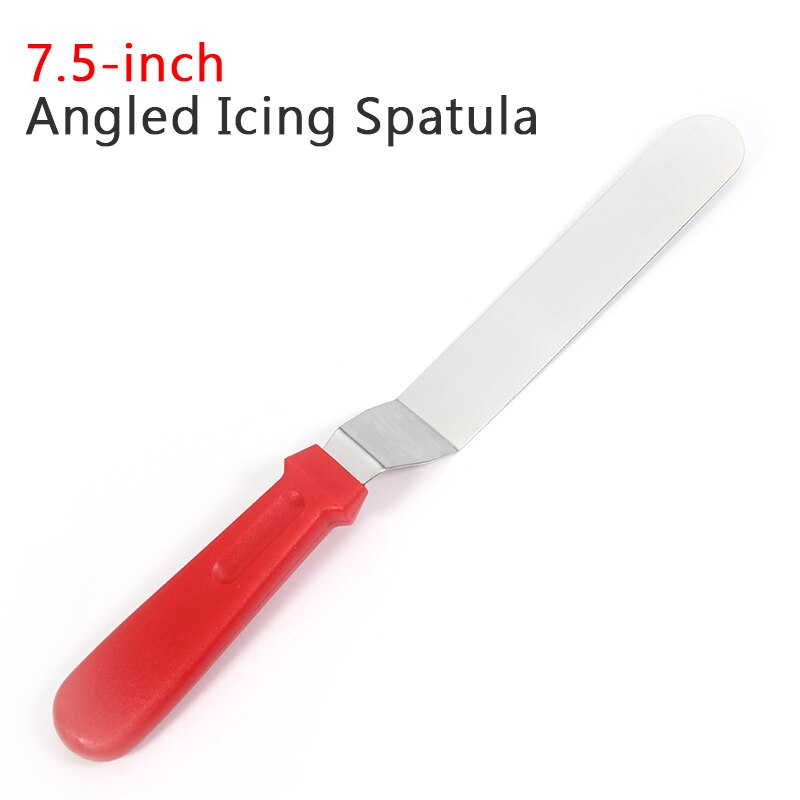 Angled Icing Spatula - Cake Frosting Spatula - Stainless Steel - Baking and Cake Decorating Supplies - Use for Kitchen or Bakery: Red 7.5 inch