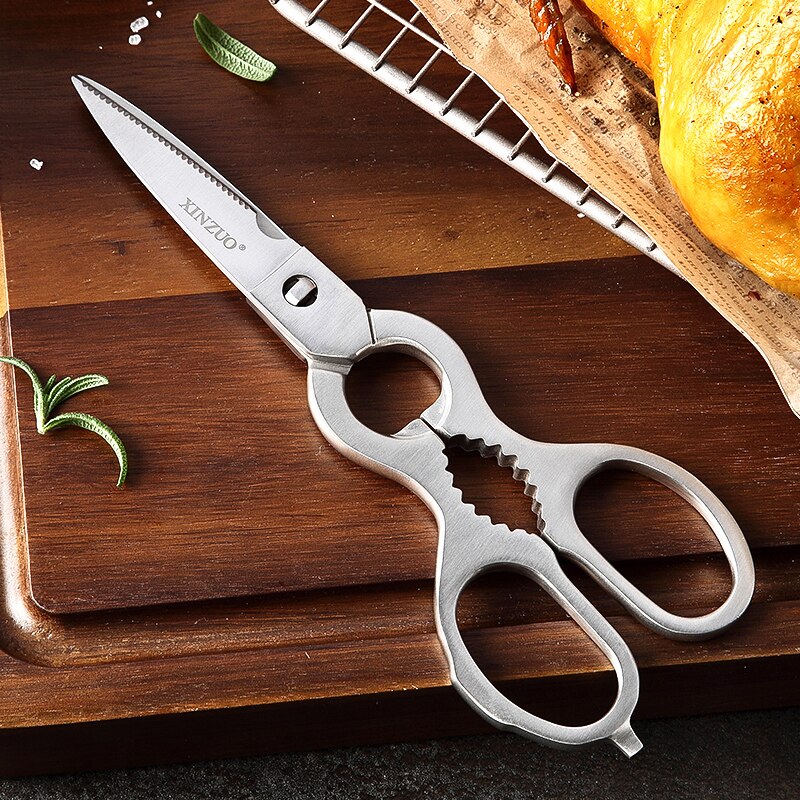 XINZUO Kitchen Scissors Stainless Steel Open Beer Walnut Multipurpose Shear Tool for Meat Vegetable Gourd Barbecue Tool Scissors