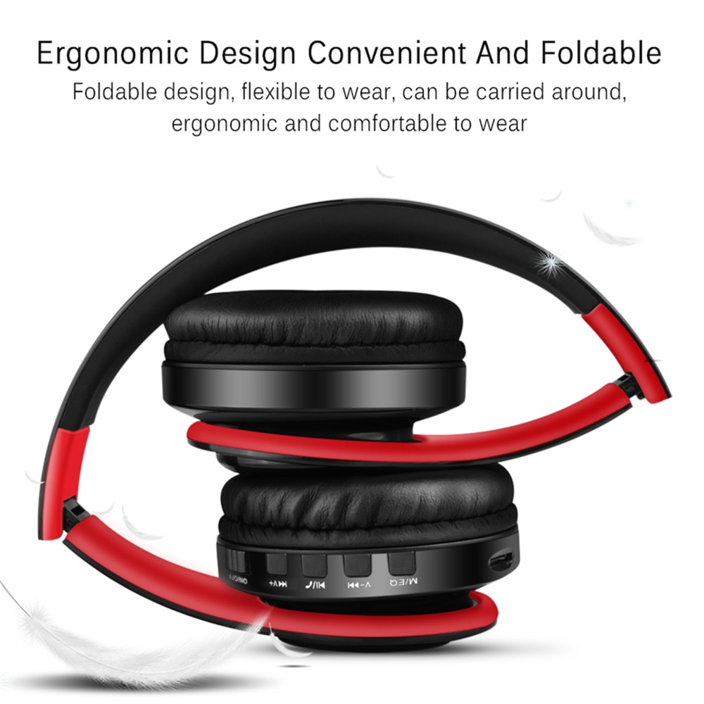 Colorful Wireless Earphones Bass Bluetooth Headphones Over-Ear foldable Headset handsfree with Mic for Gaming phone computer