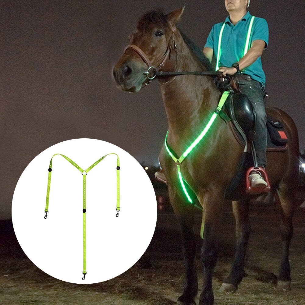 Riding Equipment Nylon Webbing LED Horse Harness Night Visible Breastplate Cool Equestrian Safety Adjustable Length Collar