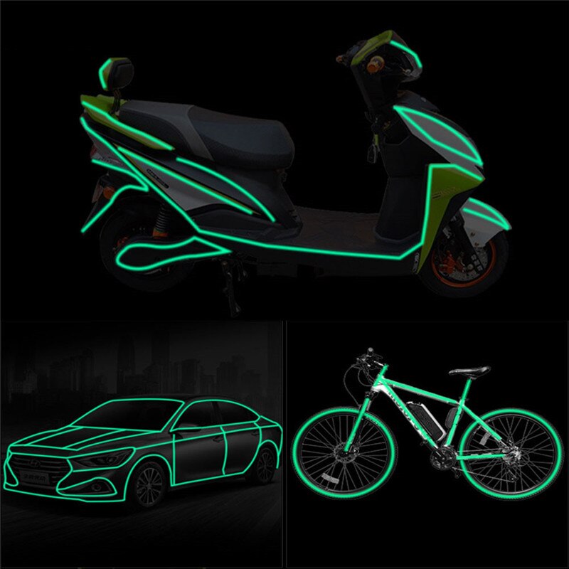 Bicycle Reflective Tape Sticker 8 Meters Cycling DIY Luminous Warning Stickers for Driving at Night Outdoor Safety Accessories