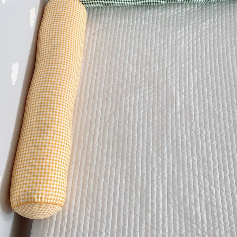 Pare-choc de lit à carreaux en coton pour bébés, épais et doux, protection de berceau pour enfants, coussin de lit, sécurité, Rail latéral, décor de chambre d&#39;enfants: YELLOW