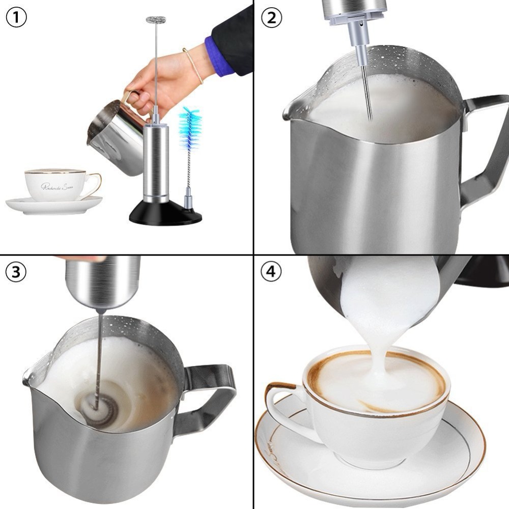 Rostfritt stål handhållen mixer omrörare mat omrörare dubbel mjölkfjäder visphuvuden dryck mixer mixer för kaffe cappuccino
