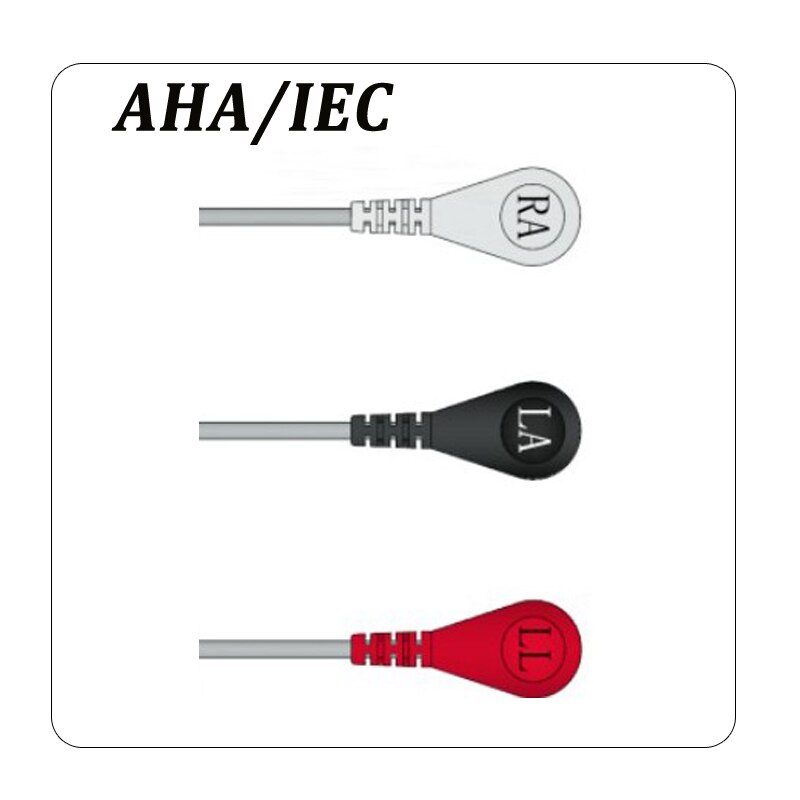 Compatibel Mindray Mec1000 Pm7000 Patiënt Monitor 6pin Connector 3 Leadwire Sanp Clip Ecg-kabel: 3 lead snap / ons aansluiten