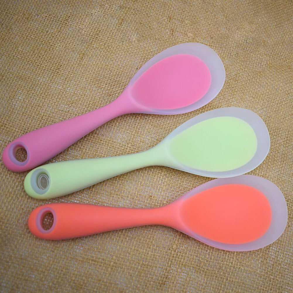 1pc Cooking Supplies Kitchen Tool Silicone Paddle Non-stick Rice Server Soft Heat Resistant Rice Spoon Spatula Sushi Rice