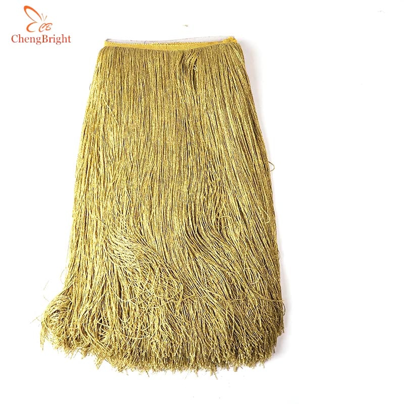 Paquet de franges dorées de 50cm de large, 5 mètres/paquet, accessoires de vêtements de scène pour robe latine