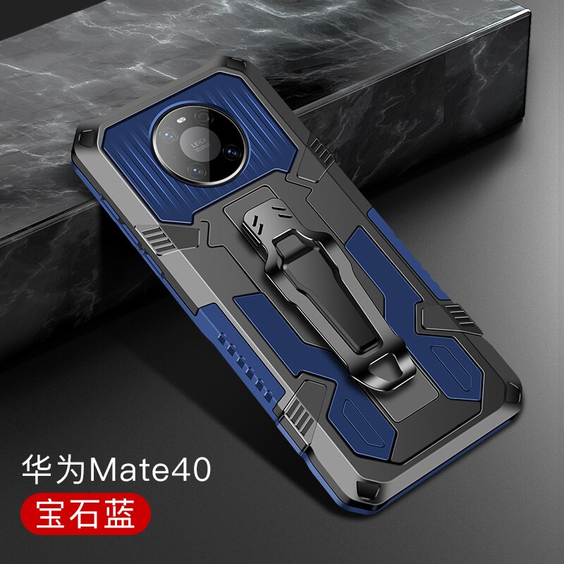 Armor Case For Huawei Mate 40 Pro Case Shockproof Belt Clip Holster Cover for Huawei Mate 40 Pro MATE40 40PRO Coque Funda: For Mate 40 / Blue