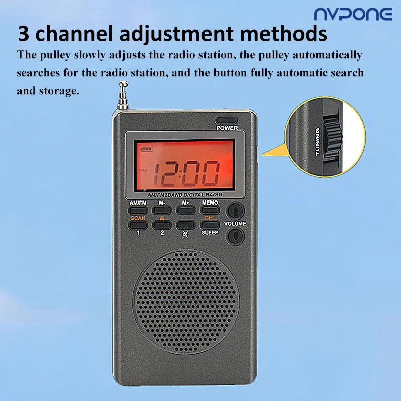 JS-9004-Mini Radio FM AM portátil, receptor de Radios 9K/10K, altavoz incorporado, retroiluminación, pantalla HD, despertador, temporizador de sueño