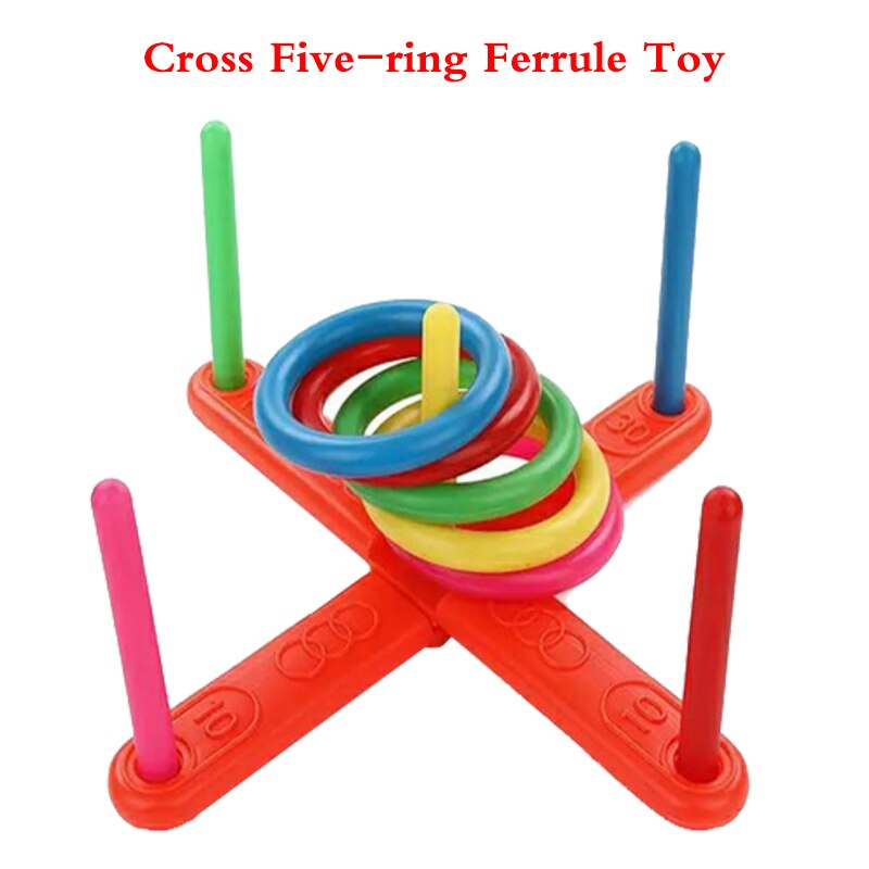 Eltern-kind Werfen Ferrule Spielzeug Regenbogen Jenga Ringe Spielzeug Große Kreuz Fünf-ring Zwinge Spielzeug Kinder Pädagogisches Spielzeug LXX: 5 Circle Cross