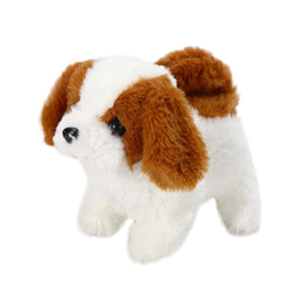 Elektrische Imulation Knuffel Puppy Kan Blaffen En Lopen Met Staart Leuke Dier Suffed Pop Voor Kerst Cadeau: Dark Brown 