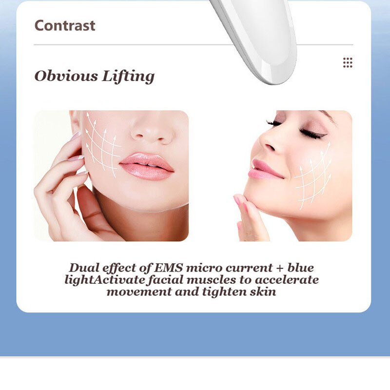 EMS dispositivo de belleza Facial LED, luz azul roja, masaje Facial vibratorio, cuidado de los ojos, ION de limpieza, estiramiento de la piel, masajeador para cuidado Facial ajustado