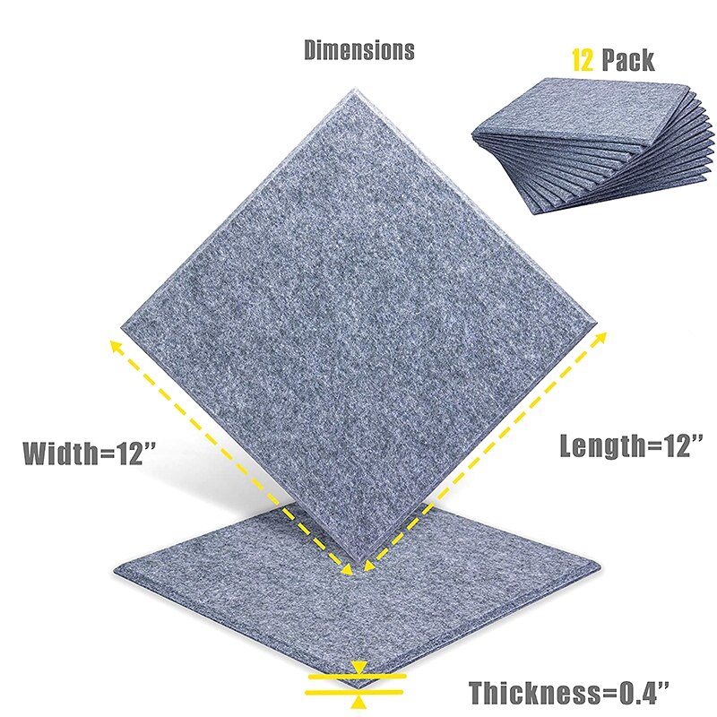 12 Pcs Acoustic Absorption Panels,Beveled Ceramic Tiles for Sound Insulation,Suitable for Homes and Offices,30X30X0.9cm