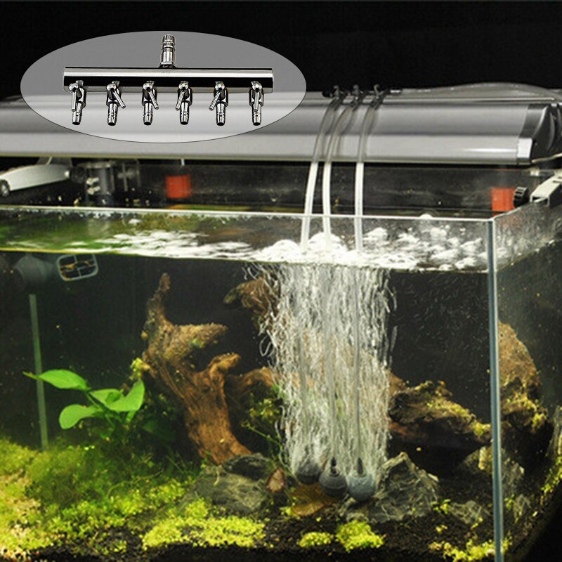 6 holes 4mm stainless steel fish tank air control valve air splitter oxygen distributor fish tank water tank air pump splitter