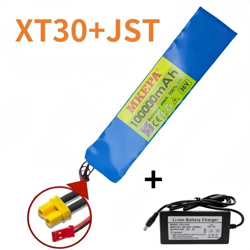 10S3P 36V 100000mAh 18650 Rechargeable Lithium Battery Power Modified Bicycle Scooter Electric Vehicle with etc: Silver