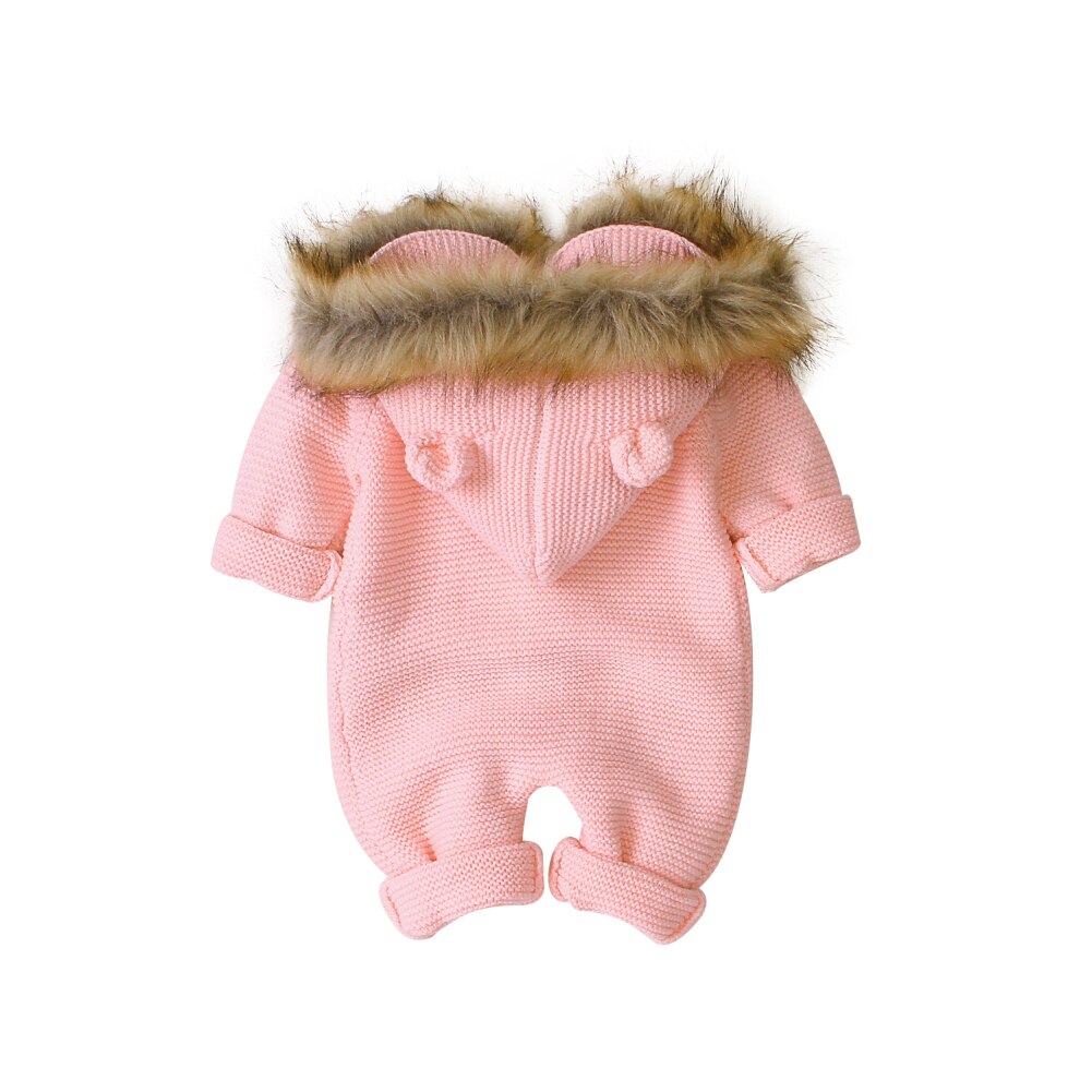 3 Kleuren Kids Meisje Jongen Warme Kleding Gebreide Lange Mouwen Hoodie Romper Totale Outfits