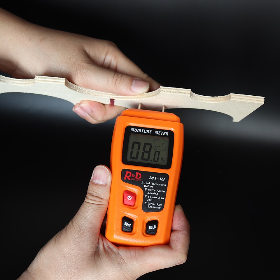 R&amp;D MT-10 EMT01 Wood Moisture Meter Wood Humidity Tester Hygrometer Timber Damp Detector Tree Density tester Grey Orange