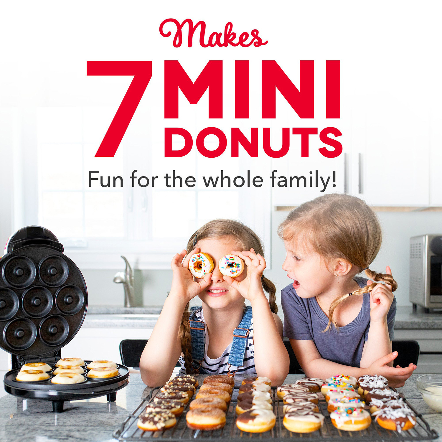 MOCATT Máquina para hacer rosquillas multifuncional de 7 orificios, adecuada para hornear en casa, desayuno en la cocina, gofres, postres, sándwiches y tostadas