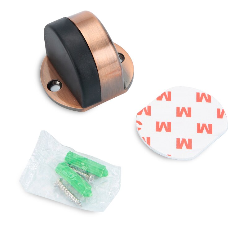 NAIERIDI Non-punch Sticker Water-proof Door Stop Stainless Steel Door Stopper Hidden Rubber Door Stop Furniture Door Hardware: Red Bronze