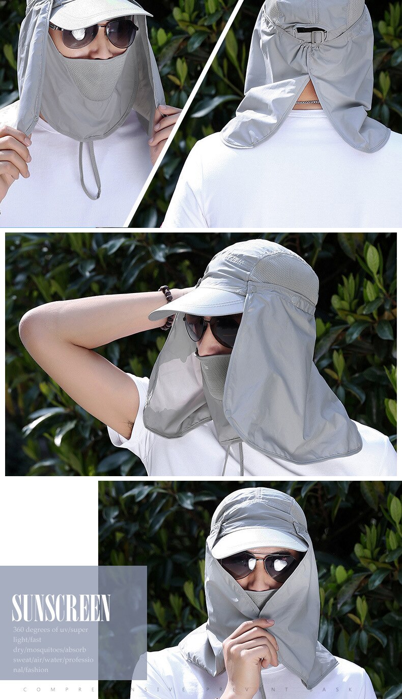 unisex Visier Hüte Angeln Sonne Schutz Deckel UV Schutz Gesicht Hals Abdeckung Sonnenschutz Ich bin Freien Sport Wandern Angeln Hüte