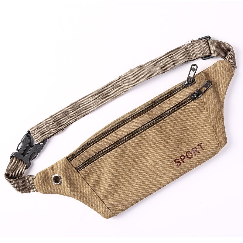 Casual Canvas Waist Bag Unisex Functional Waist Bag Mobile Phone Bag Men and Women Convenient Belt Banana Bag Fanny Pack Men: Khaki B