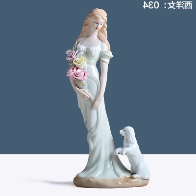 Decoración moderna para el hogar, artesanía de cerámica, figura de chica bonita, estatua, adornos europeos, vitrina de exhibición,