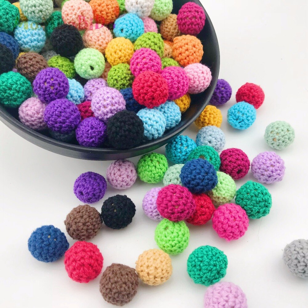 16-20mm Baby Ronde Houten Kralen Gehaakte Kleur Mix Bal 50 Stks Hout Bijtring Decoratie Rammelaar Toy accessoires Beste