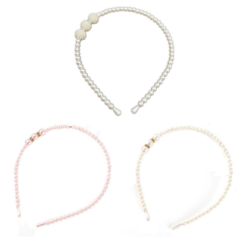Style Baby Children Girls Hair Hoop Cute Faux Pearls Hair Hoop Headwear Photography Prop Party