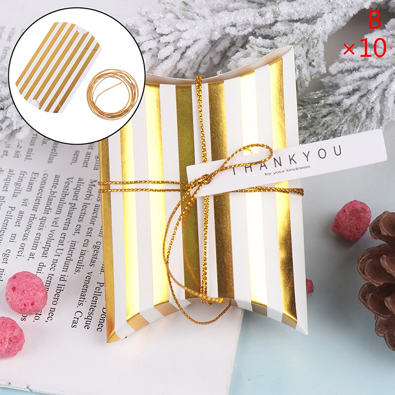 Caja de almohada Kraft en forma de almohada, caja de dulces o joyas de papel artesanal, Cajas de de recuerdo para boda Pie, bolsas de ecológicas, 10 Uds.: B