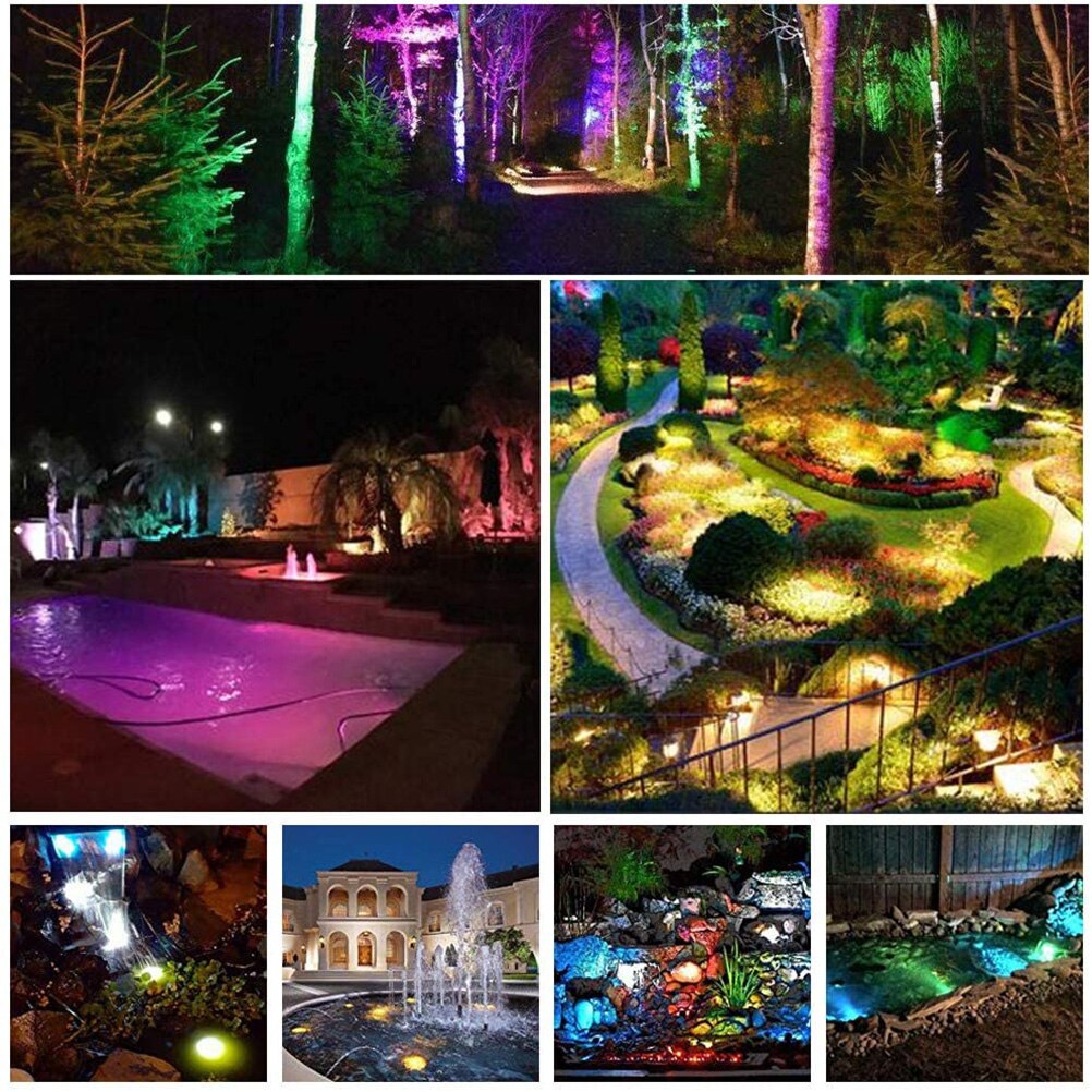 Luz LED subacuática RGB de 10W, Multicolor, resistente al agua, luces subacuáticas, paisaje, fuente, lámpara de estanque, foco, lámpara subacuática