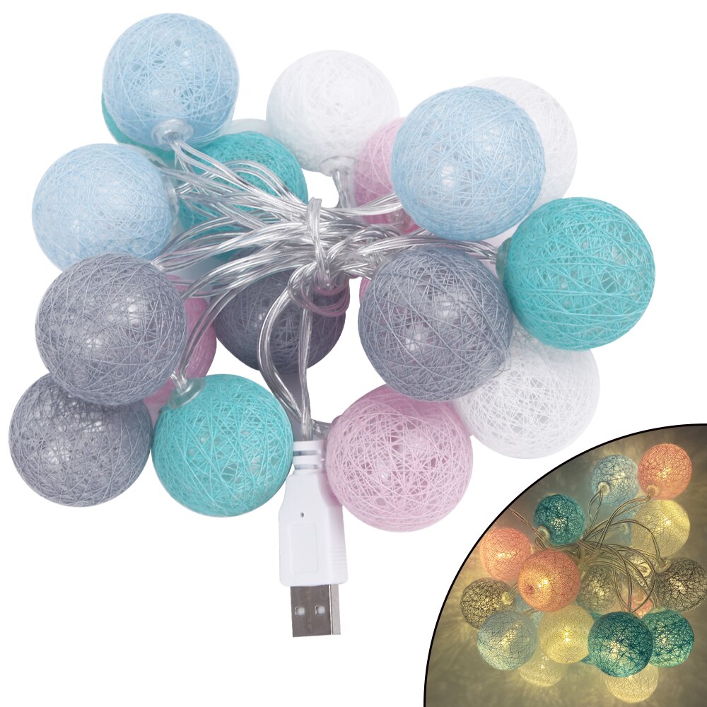 Baumwolle Ball LED Lichterketten 20 LEDs Batterie Betrieben Und USB Powered für Ostern Halloween Weihnachten Partei Wohnkultur: Maco / By Battery