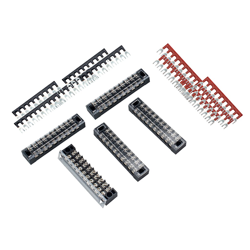 5Pcs 10P Screw Barrier Terminal Block with Pre Insulated Terminal Barrier Strip