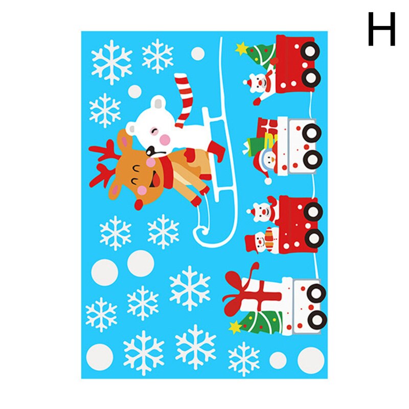 Glædelig jul væg vinduer glas dekoration klistermærker julemanden wall sticker til hjemmet jul år vindue glas dekoration: H