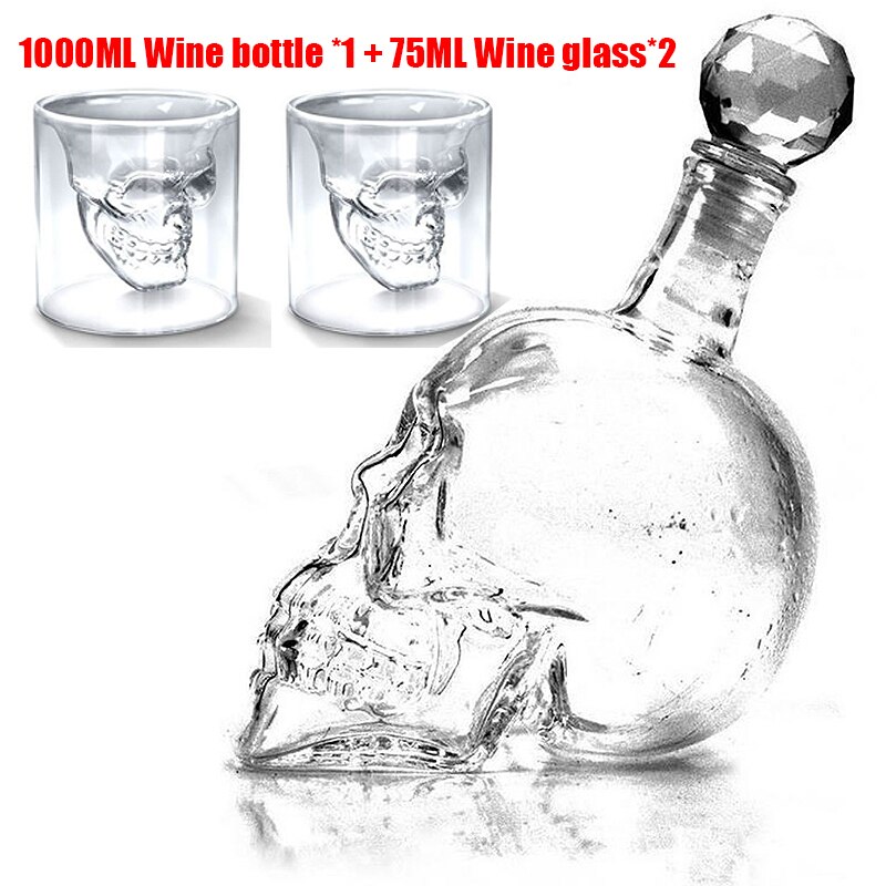 1000Ml High-End Creatieve Schedel Glas Whisky Wodka Wijn Kristallen Fles Geesten Kopjes Transparant Wijn Drinkbekers Bar thuis: 1000ML bottle set B