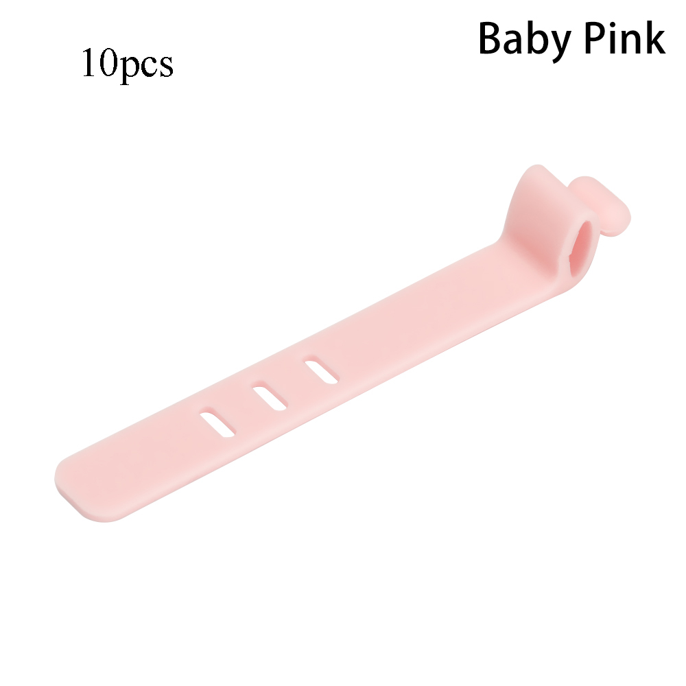 10PCS Soft Silicone Cable Winder Clip Cable Organizer Wire Mouse Cord Line Cable Protector Earphone USB Cable Wire Tie: 10PCS baby pink