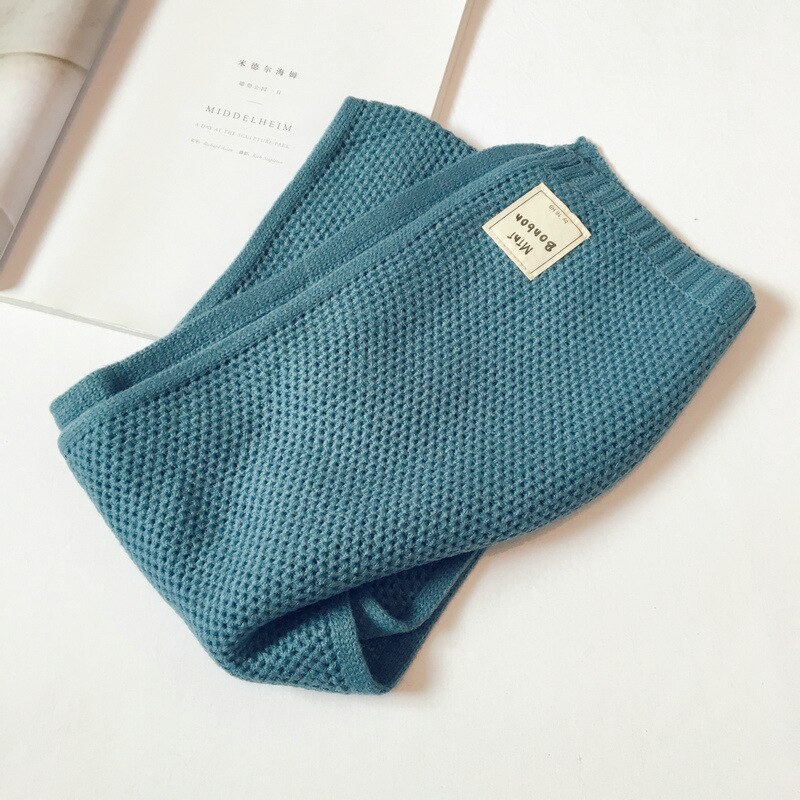 Japanse Stijl Wol Kinderen Sjaal Koreaanse Herfst Winter Kids Gebreide Sjaal Snoep Kleur Baby Jongen Meisje Warme Slabbetjes: Blauw / COTTON