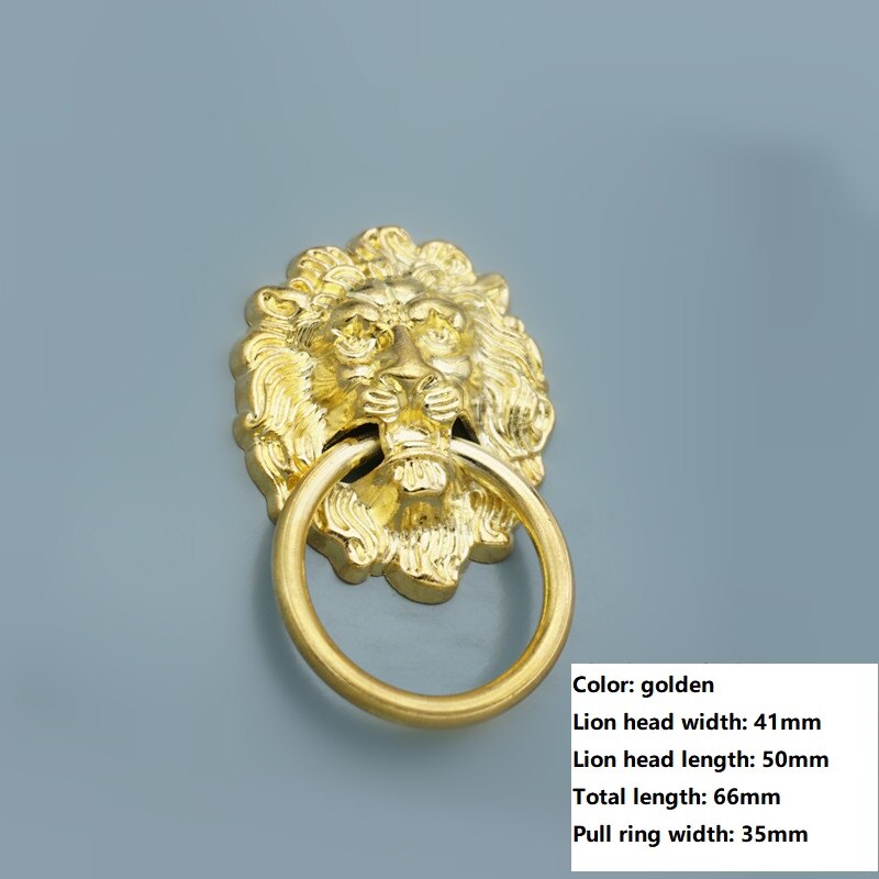 Pull Ring Deurklopper Animal Hoofd Massief Hout Gouden Leeuw Hoofd Houten Deur Handvat Pull Ring Push-Pull Antieke ouderwetse Hand