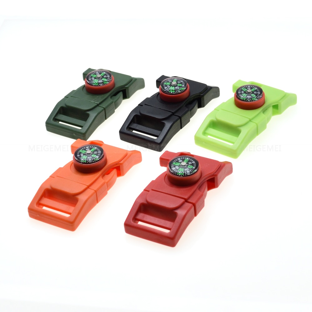 1pcs 3/4" Side Release Buckle Whistle Compass Scraper Parachute 550 Cord Paracord Bracelet Outdoor Camp Backpack Survival Kits