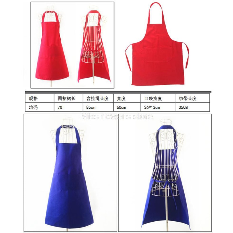 Dik Katoen Polyester Blend Anti-slijtage Anti Fouling Koken Keuken Restaurant Bib Schort Met Zakken