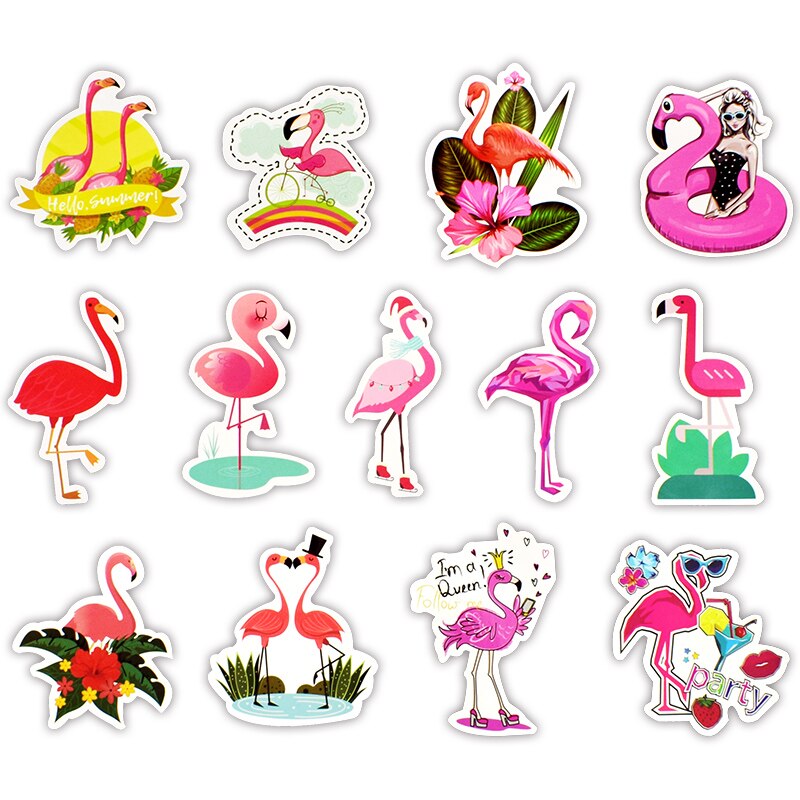 50pcs Flamingo cartoon pink girl laptop sticker for MacBook/HP/xiaomi Vinyl laptop stickers for 12 13 14 15.4 17