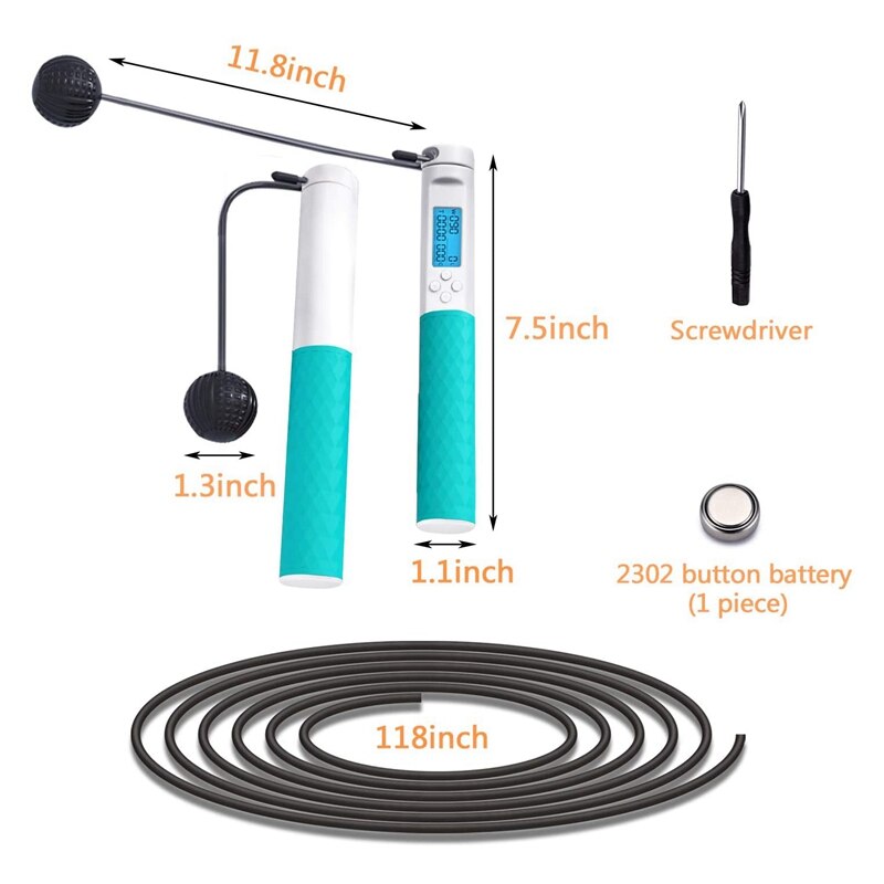 Springtouw Met Calorie Teller Digitale Springtouw Fitness Met Gewogen Handgrepen Verstelbare Lengte Springen Touw