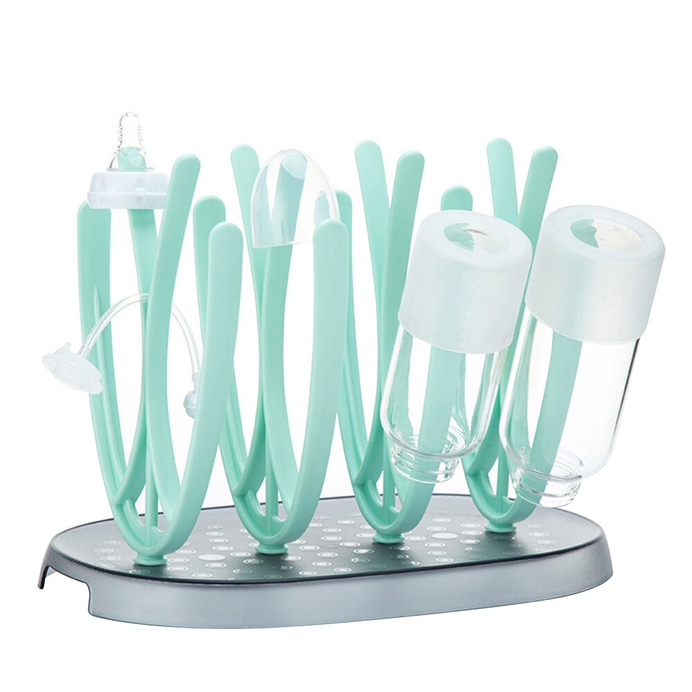 TOP Baby Bottle Drying Rack Baby Bottle Holder BPA free Safe Material Drain Bottles Rack Feeding Bottles Dryer Green