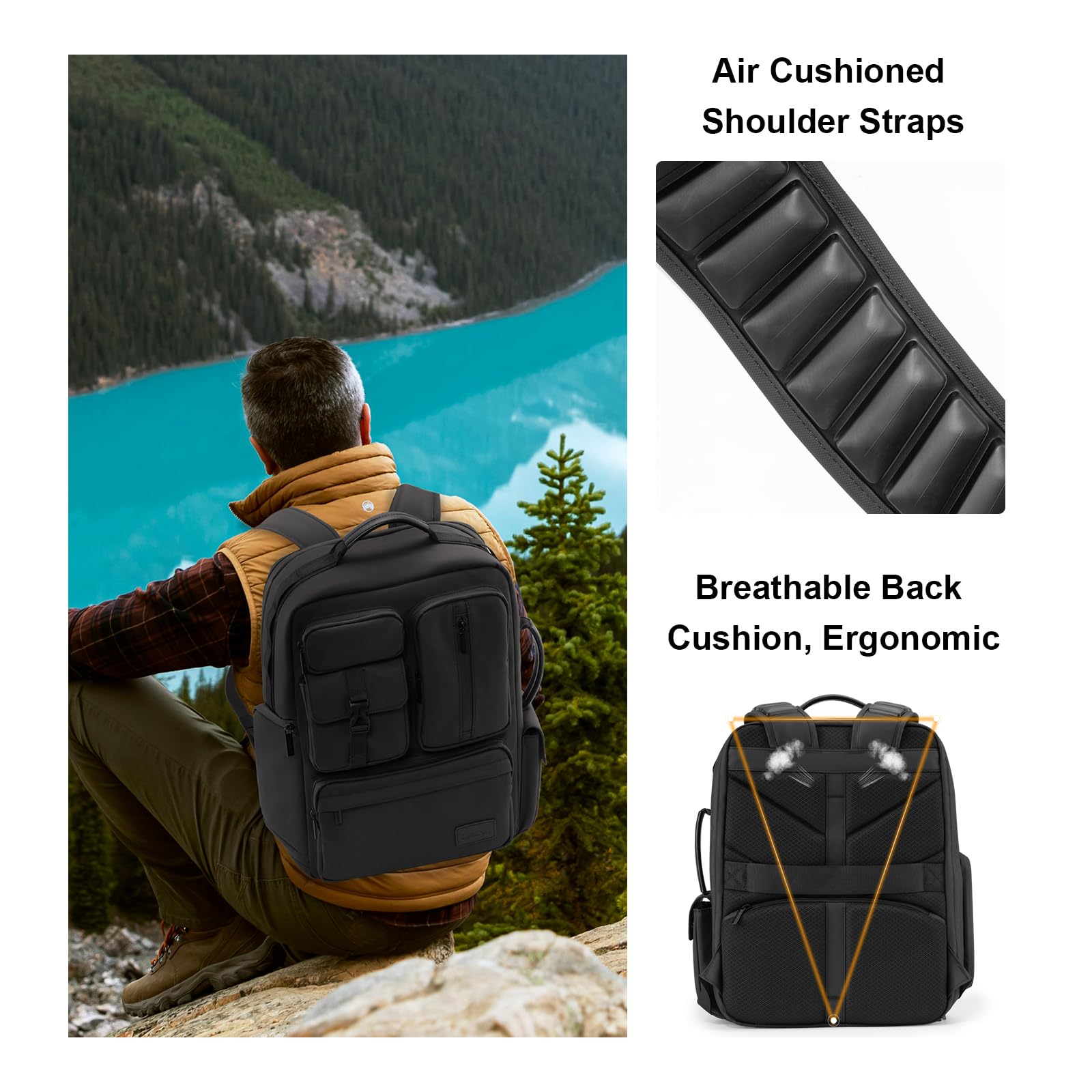 Camera Backpack, DSLR/SLR/Mirrorless Camera Bag for Photographers, Waterproof Leather Coating Camera Case with Tripod Holder