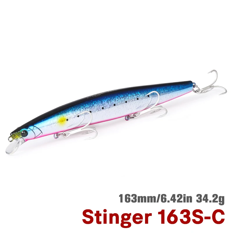 TSURINOYA STINGER 163S Inshore Fishing Sinking Minnow Lure 163mm 34.2g Ocean Beach Fishing Hard Bait For Seabass Flounder Picua: plum