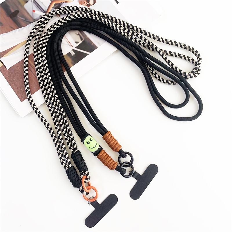 120cm Double Rope Mobile Phone Lanyard Crossbody Phone Straps Neck Clip Cord Rope Twisted Backable Outdoor Anti-loss Phone Chain