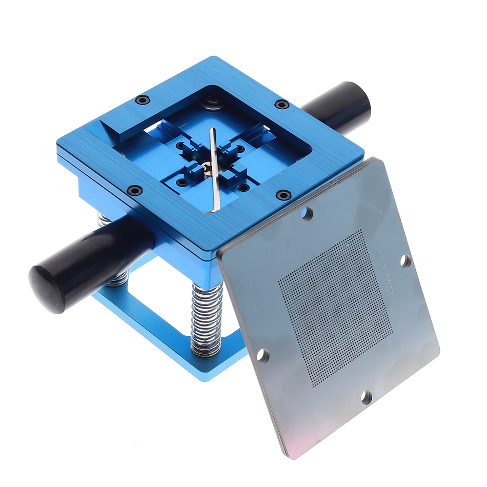 Blå bga reballing kit 90*90mm bga reballing station med handskaft 10/ st bga universal stencil: Paket b