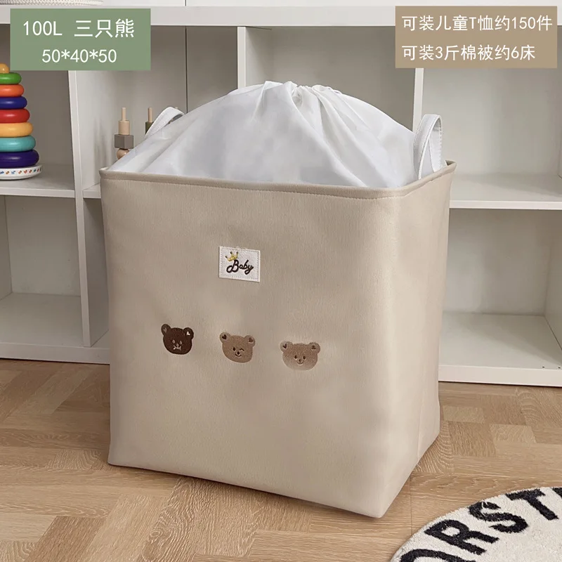 Caja de almacenamiento de dibujos animados, armario de tela a prueba de polvo para juguetes de niños, caja de almacenamiento de ropa, Cubo de almacenamiento portátil para dormitorio: Transparente