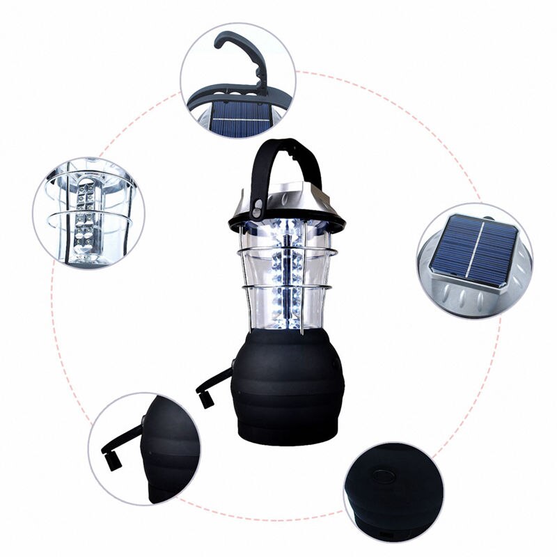 Solar Lantern 5 Mode Hand Crank Dynamo 36 LED Rechargeable Camping Lantern Emergency Light, Ultra Bright LED Lantern - Camping